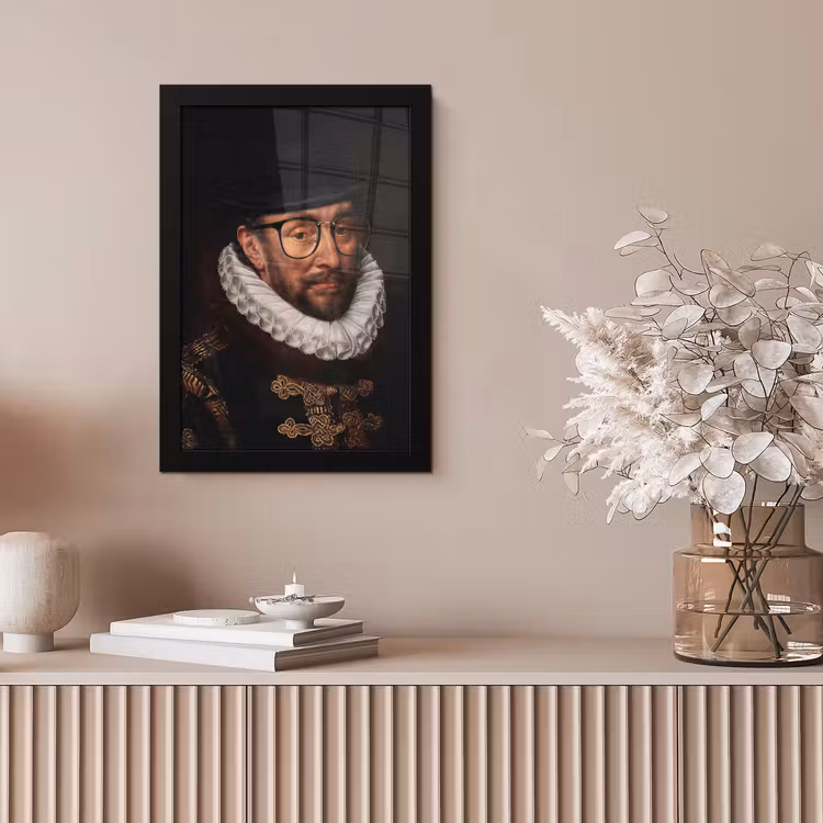 Willem van Oranje - Adriaen Thomasz - Bril fotolijst zwart zonder passe partout klein -sfeer5
