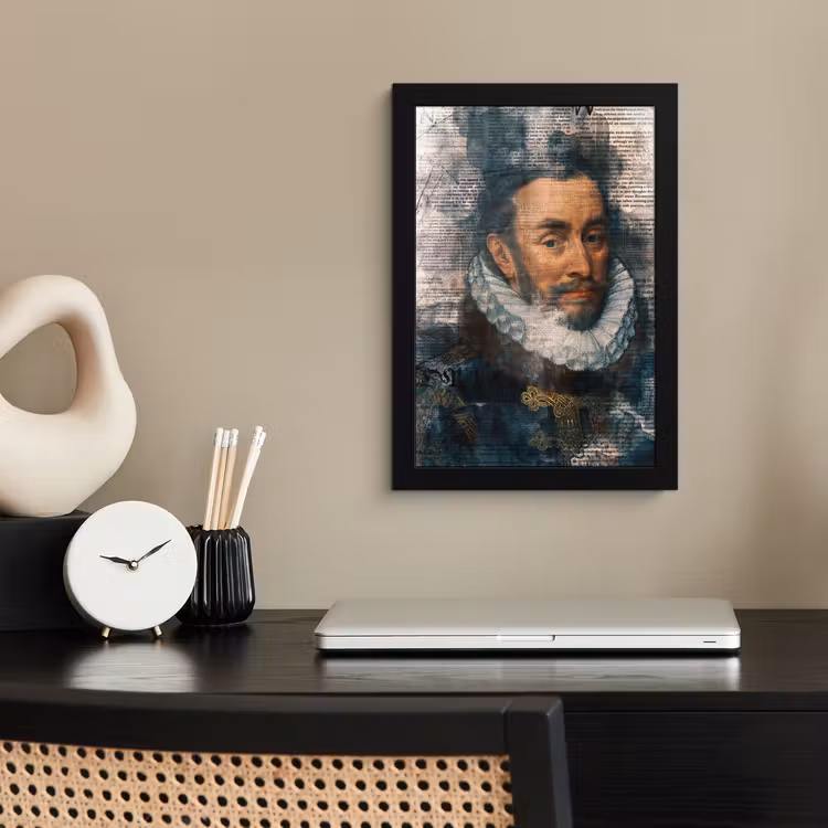 Willem van Oranje - Adriaen Thomasz - Krant fotolijst zwart zonder passe partout klein -sfeer1