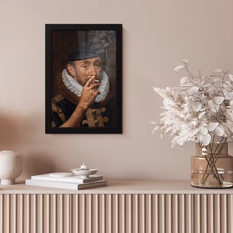 Willem van Oranje - Adriaen Thomasz - Sigaretten - Rook fotolijst zwart zonder passe partout klein -sfeer5