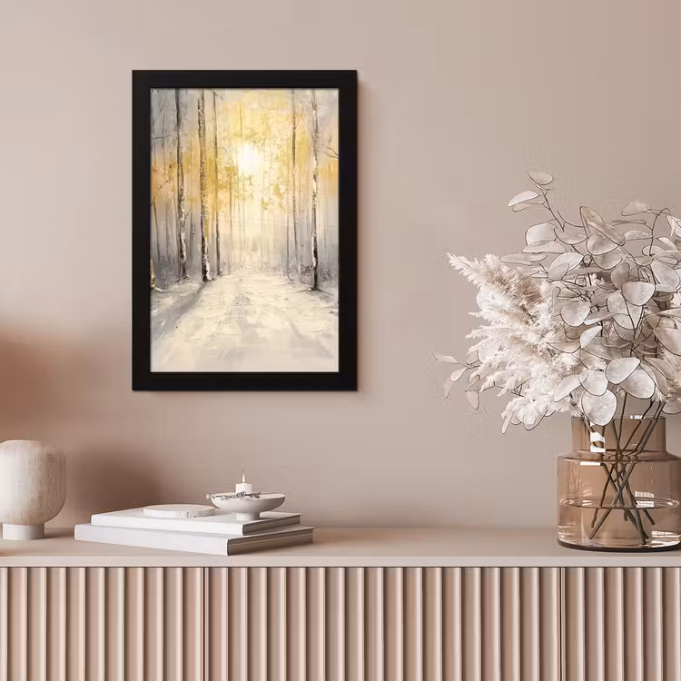 Winter - Abstract - Sneeuw - Natuur - Zon fotolijst zwart zonder passe partout klein -sfeer5