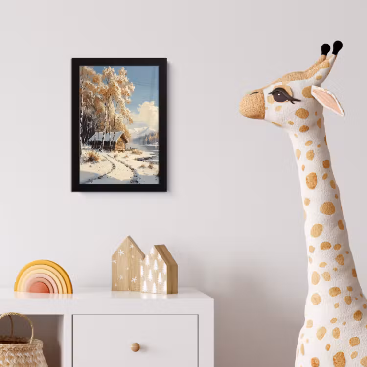 Winter - Sneeuw - Huis - Natuur fotolijst zwart zonder passe partout klein -usfeer4_kinderkamer