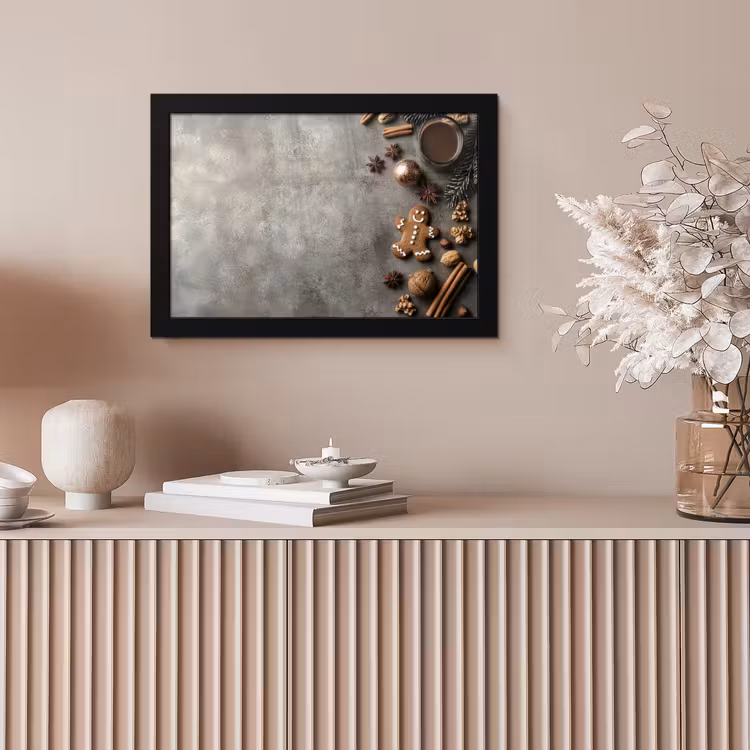 Winter - Kerst - Beton - Gingerbread man fotolijst zwart zonder passe partout klein -sfeer5