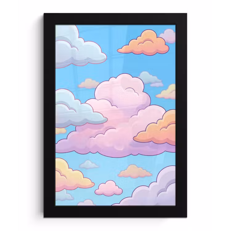 Wolk - Lucht - Natuur - Illustratie - Pastel fotolijst zwart zonder passe partout klein -3d