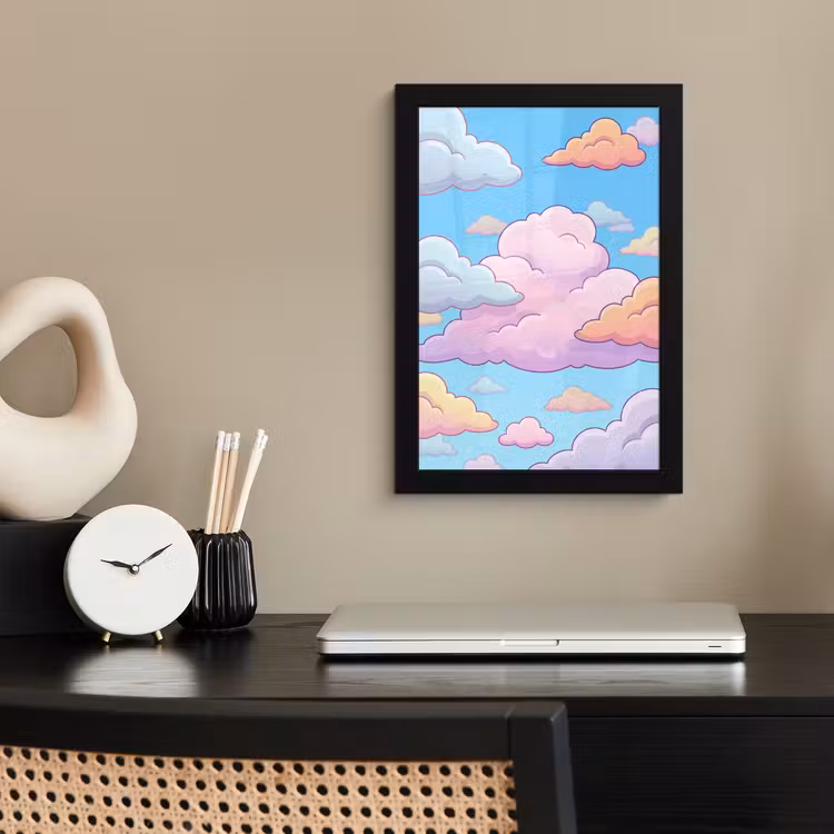 Wolk - Lucht - Natuur - Illustratie - Pastel fotolijst zwart zonder passe partout klein -sfeer1