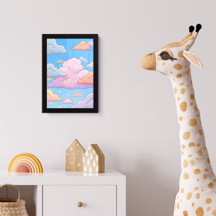 Wolk - Lucht - Natuur - Illustratie - Pastel fotolijst zwart zonder passe partout klein -usfeer4_kinderkamer