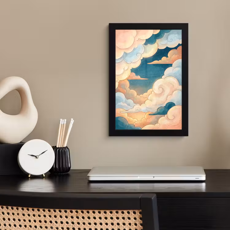 Wolk - Lucht - Natuur - Illustratief - Oranje fotolijst zwart zonder passe partout klein -sfeer1