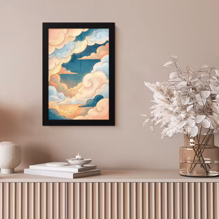 Wolk - Lucht - Natuur - Illustratief - Oranje fotolijst zwart zonder passe partout klein -sfeer5