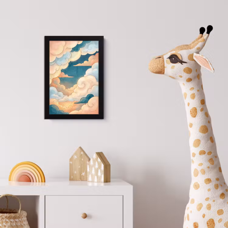 Wolk - Lucht - Natuur - Illustratief - Oranje fotolijst zwart zonder passe partout klein -usfeer4_kinderkamer