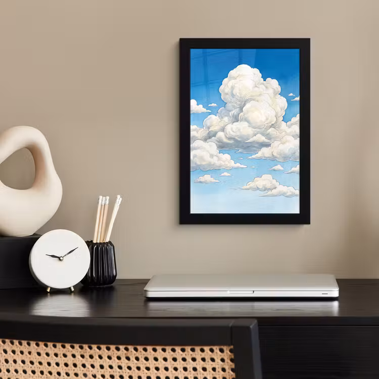 Wolken - Blauwe lucht - Natuur - Modern - Wit fotolijst zwart zonder passe partout klein -sfeer1