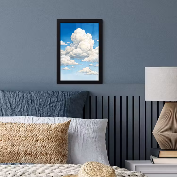 Wolken - Blauwe lucht - Natuur - Modern - Wit fotolijst zwart zonder passe partout klein -sfeer3