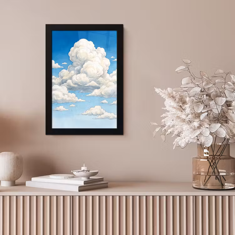 Wolken - Blauwe lucht - Natuur - Modern - Wit fotolijst zwart zonder passe partout klein -sfeer5