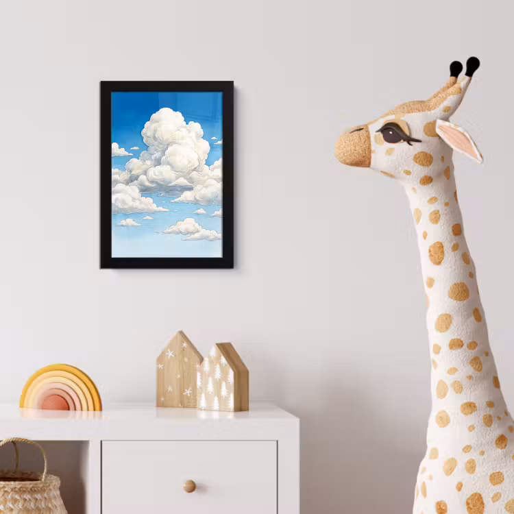 Wolken - Blauwe lucht - Natuur - Modern - Wit fotolijst zwart zonder passe partout klein -usfeer4_kinderkamer