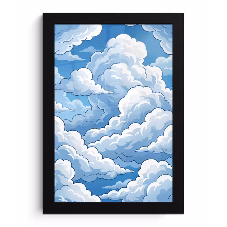 Wolken - Hemel - Abstract - Wit fotolijst zwart zonder passe partout klein -3d