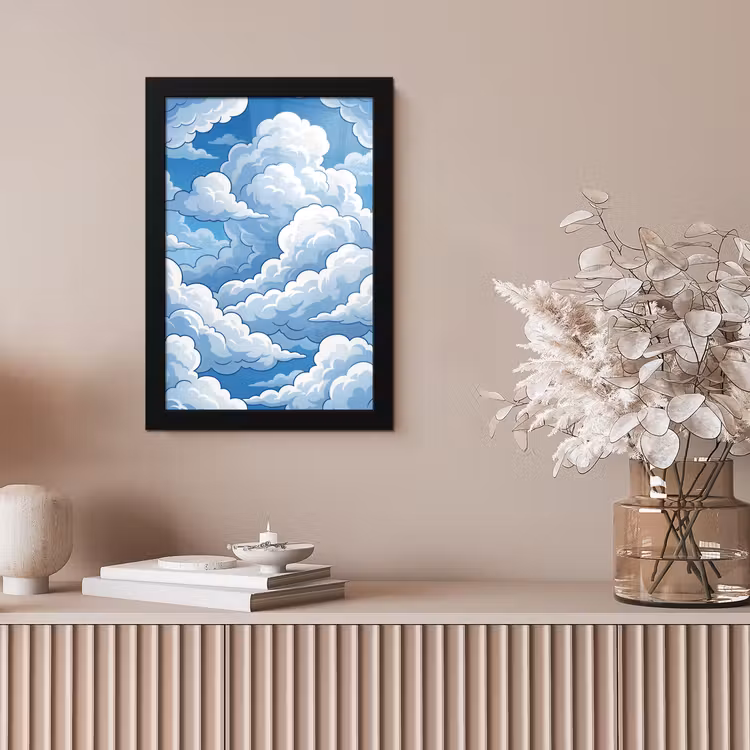 Wolken - Hemel - Abstract - Wit fotolijst zwart zonder passe partout klein -sfeer5