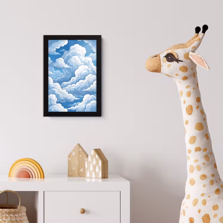 Wolken - Hemel - Abstract - Wit fotolijst zwart zonder passe partout klein -usfeer4_kinderkamer