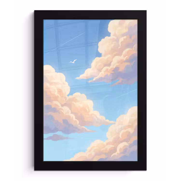 Wolken - Lucht - Natuur - Blauw fotolijst zwart zonder passe partout klein -3d