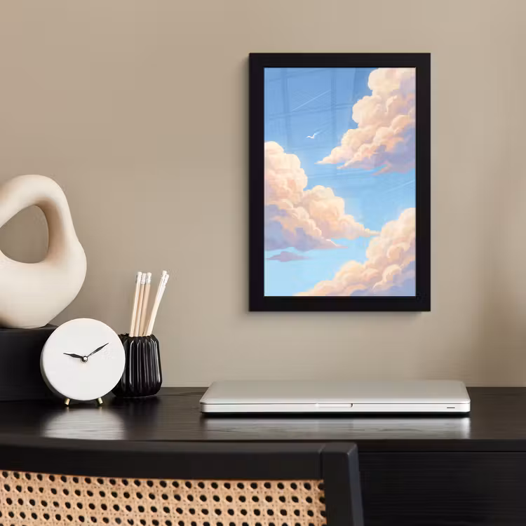 Wolken - Lucht - Natuur - Blauw fotolijst zwart zonder passe partout klein -sfeer1