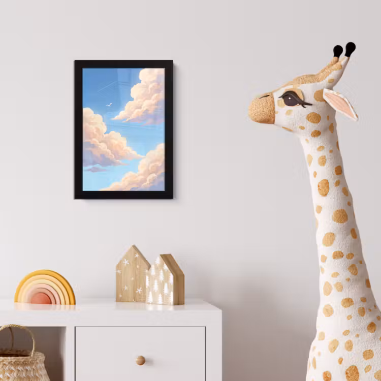 Wolken - Lucht - Natuur - Blauw fotolijst zwart zonder passe partout klein -usfeer4_kinderkamer