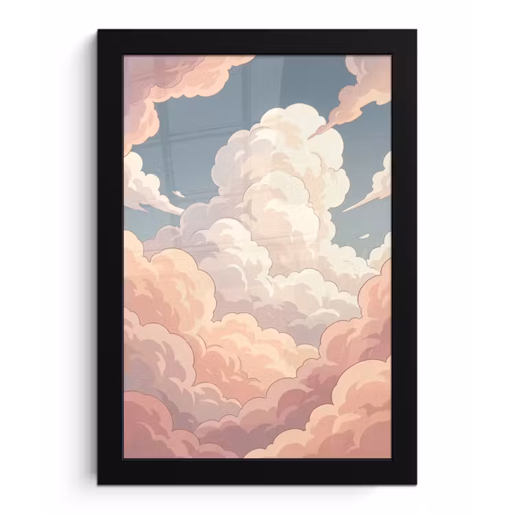 Wolken - Lucht - Natuur - Pastel - Roze fotolijst zwart zonder passe partout klein -3d