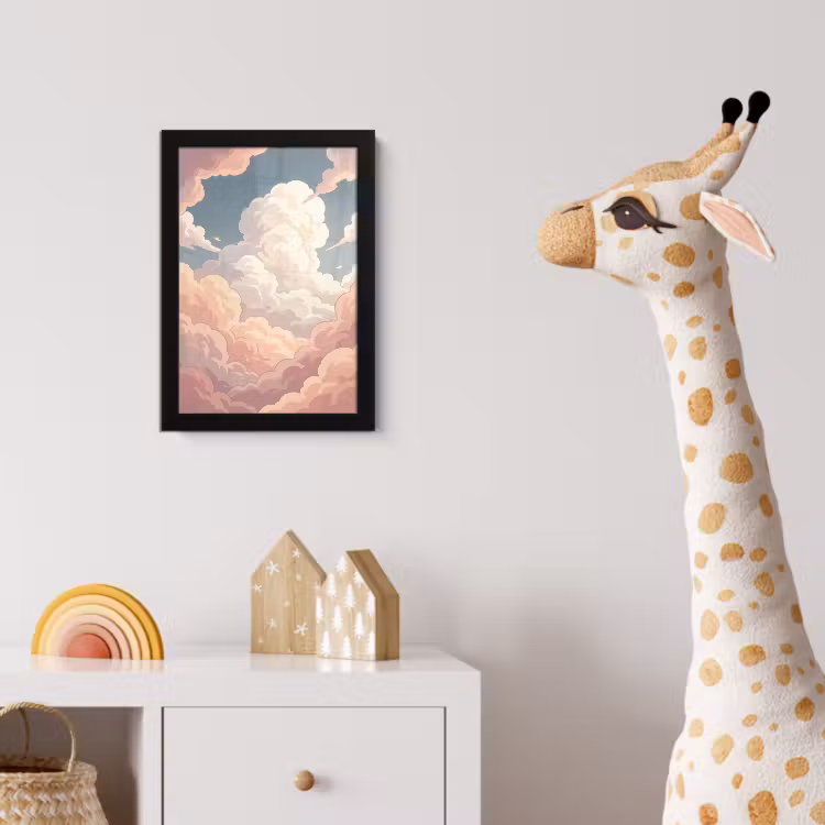 Wolken - Lucht - Natuur - Pastel - Roze fotolijst zwart zonder passe partout klein -usfeer4_kinderkamer