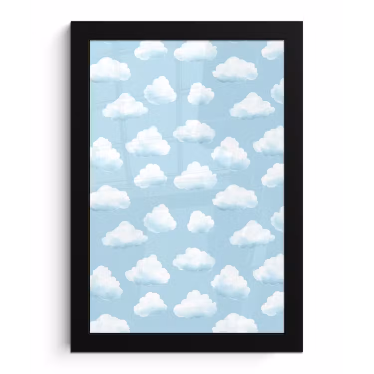 Wolken - Illustratie - Blauw fotolijst zwart zonder passe partout klein 224 -3d