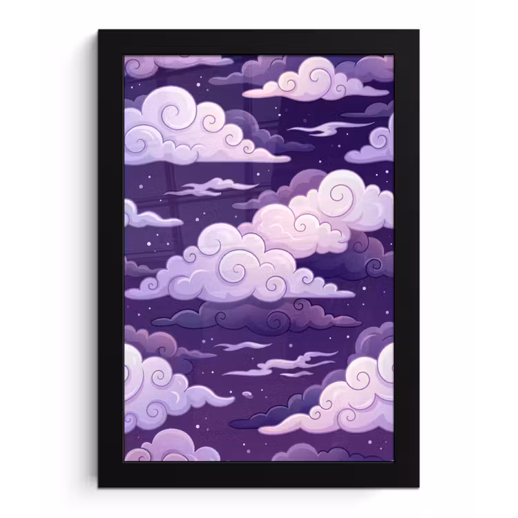 Wolken - Nacht - Natuur - Abstract - Paars fotolijst zwart zonder passe partout klein -3d