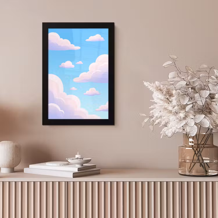 Wolken - Roze - Blauw - Natuur - Modern fotolijst zwart zonder passe partout klein -sfeer5