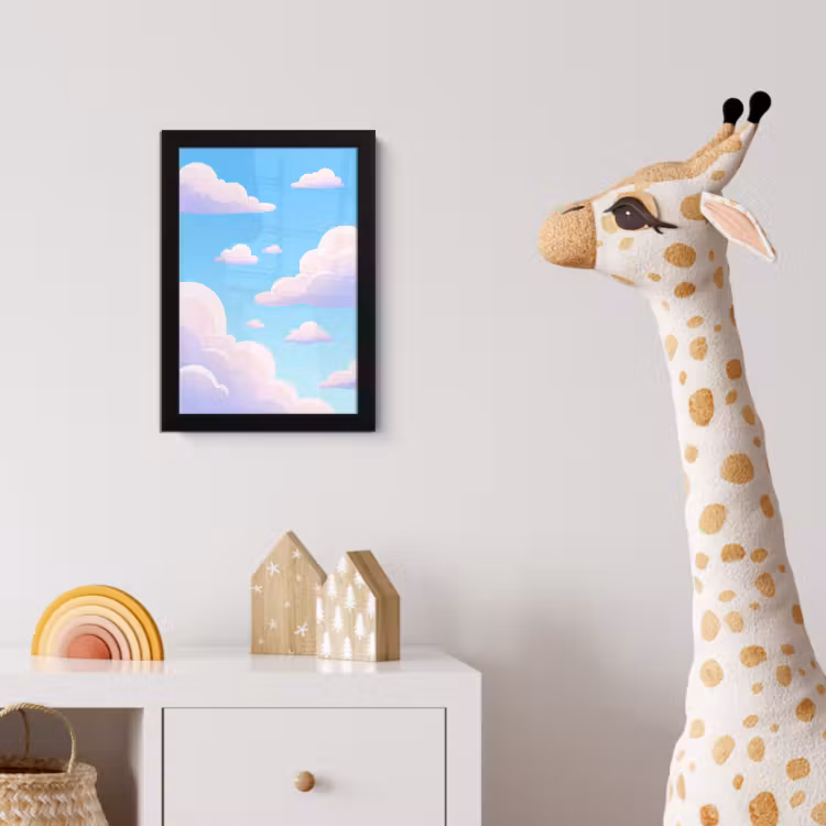 Wolken - Roze - Blauw - Natuur - Modern fotolijst zwart zonder passe partout klein -usfeer4_kinderkamer