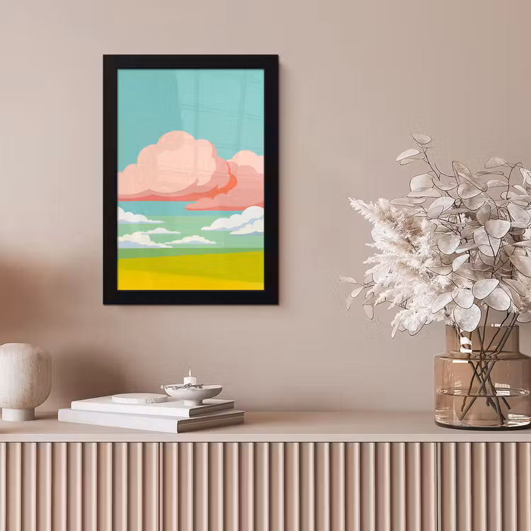 Wolken - Roze - Natuur - Modern - Pastel fotolijst zwart zonder passe partout klein -sfeer5