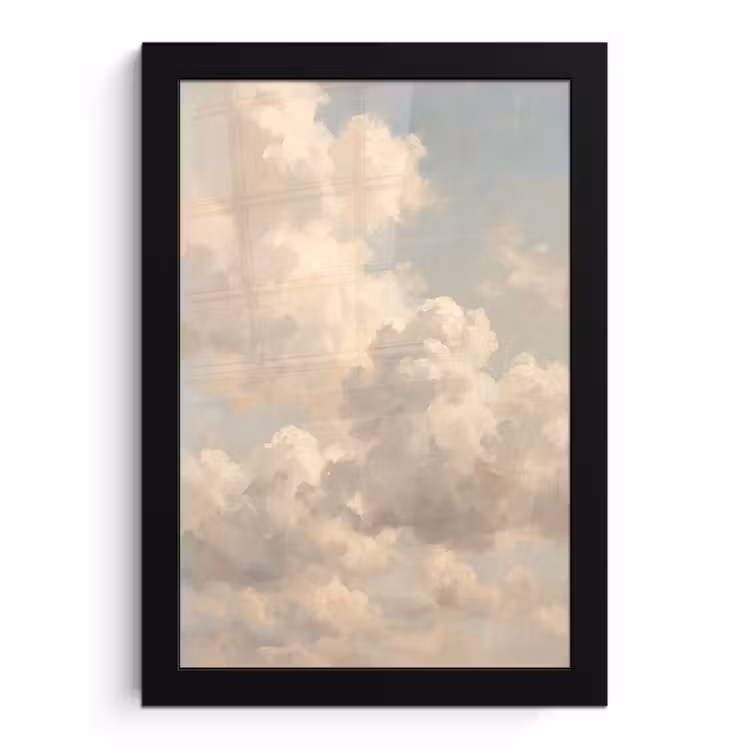 Wolken - Zacht - Natuur - Klassiek - Beige fotolijst zwart zonder passe partout klein -3d