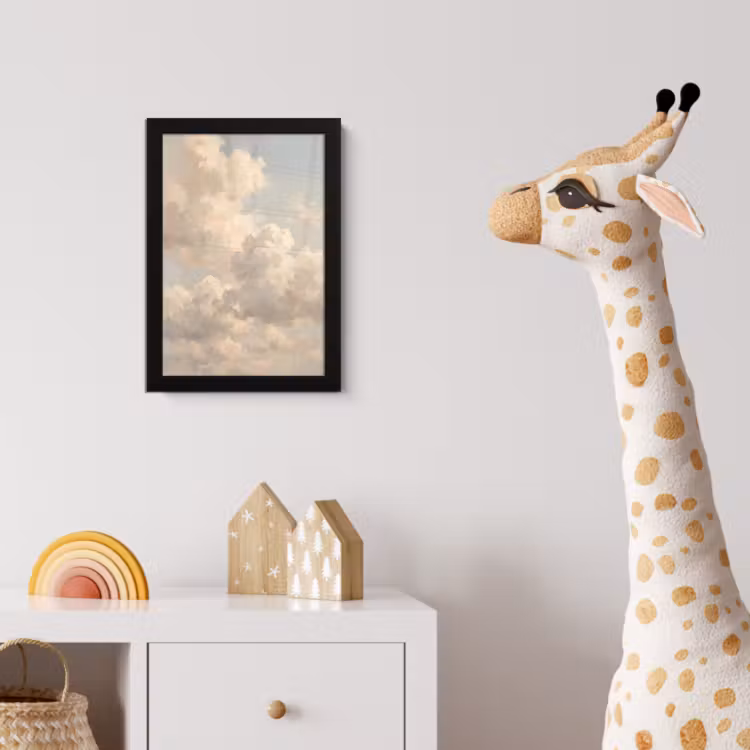 Wolken - Zacht - Natuur - Klassiek - Beige fotolijst zwart zonder passe partout klein -usfeer4_kinderkamer