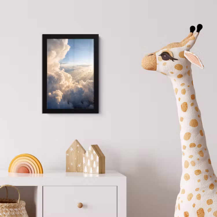 Wolken - Zonnestralen - Natuur - Wit fotolijst zwart zonder passe partout klein -usfeer4_kinderkamer