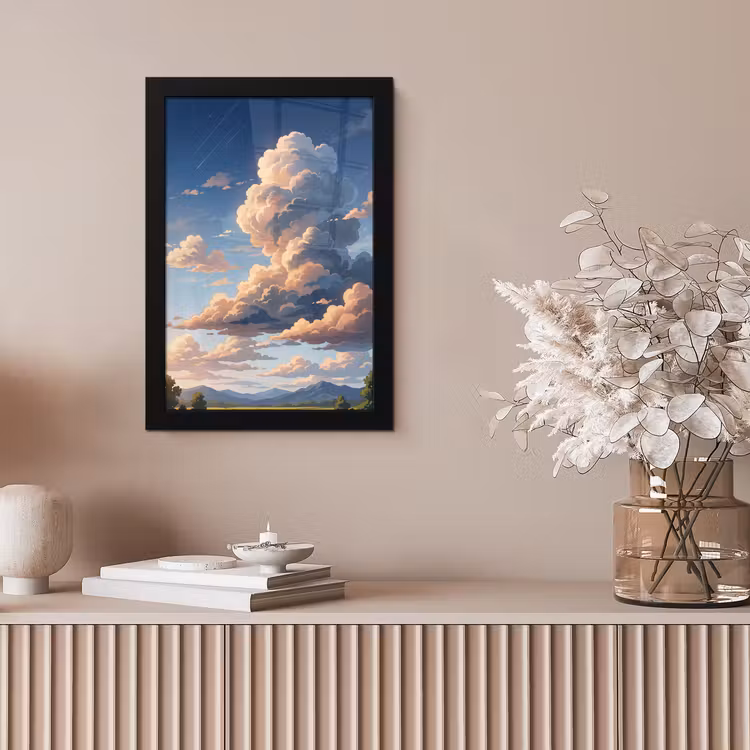 Wolken - Daghemel - Natuur - Illustratie - Oranje fotolijst zwart zonder passe partout klein -sfeer5