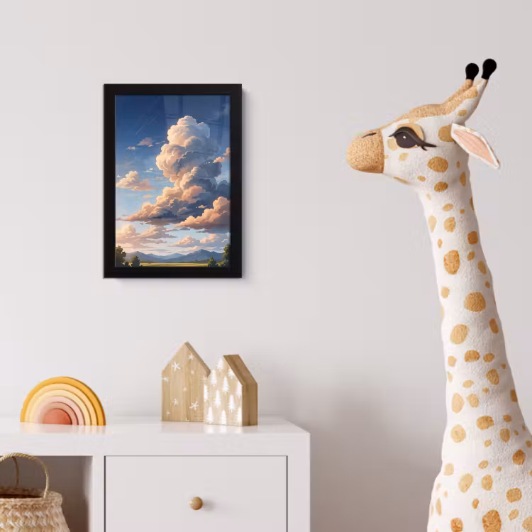 Wolken - Daghemel - Natuur - Illustratie - Oranje fotolijst zwart zonder passe partout klein -usfeer4_kinderkamer
