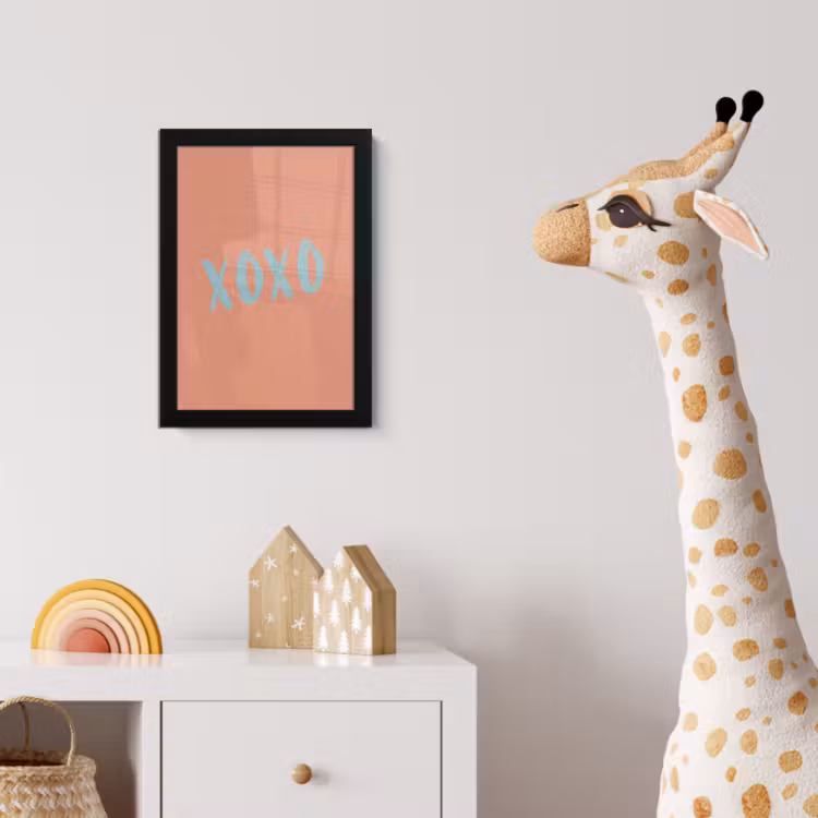 XOXO - Blauw - Perzikkleur fotolijst zwart zonder passe partout klein -usfeer4_kinderkamer