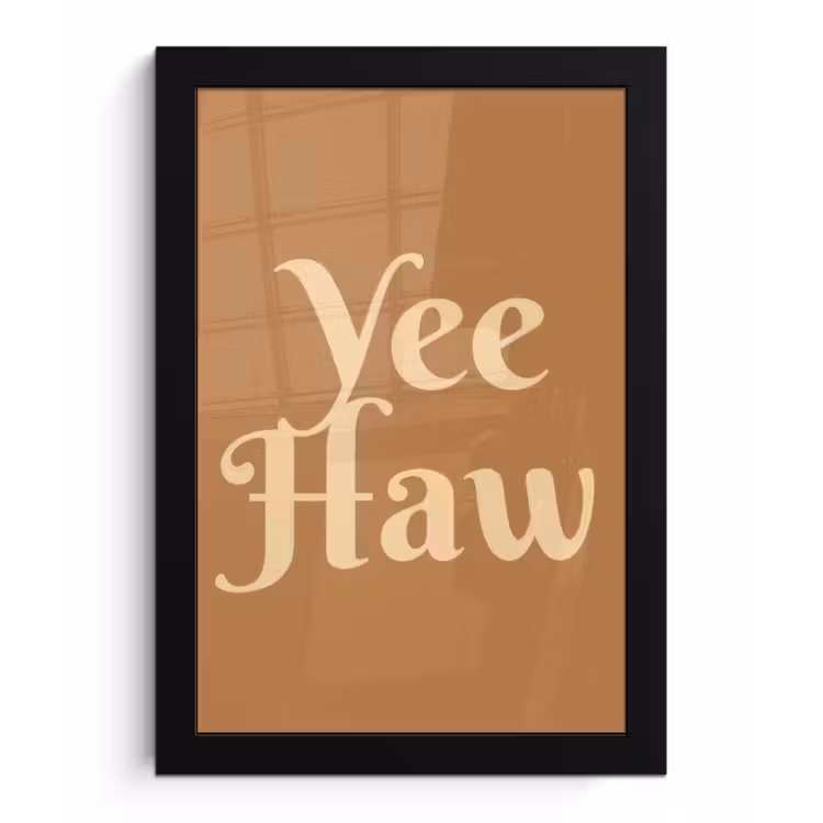 Yee haw - Bruin - Minimalistisch fotolijst zwart zonder passe partout klein -3d