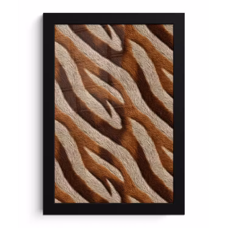 Zebra - Bruin - Patroon fotolijst zwart zonder passe partout klein 224 -3d