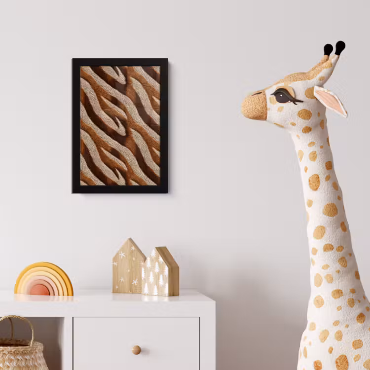 Zebra - Bruin - Patroon fotolijst zwart zonder passe partout klein 224 -usfeer4_kinderkamer