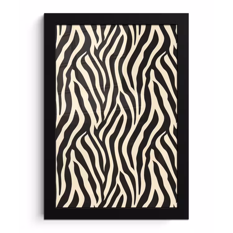 Zebra - Print - Klassiek - Zwart fotolijst zwart zonder passe partout klein 224 -3d