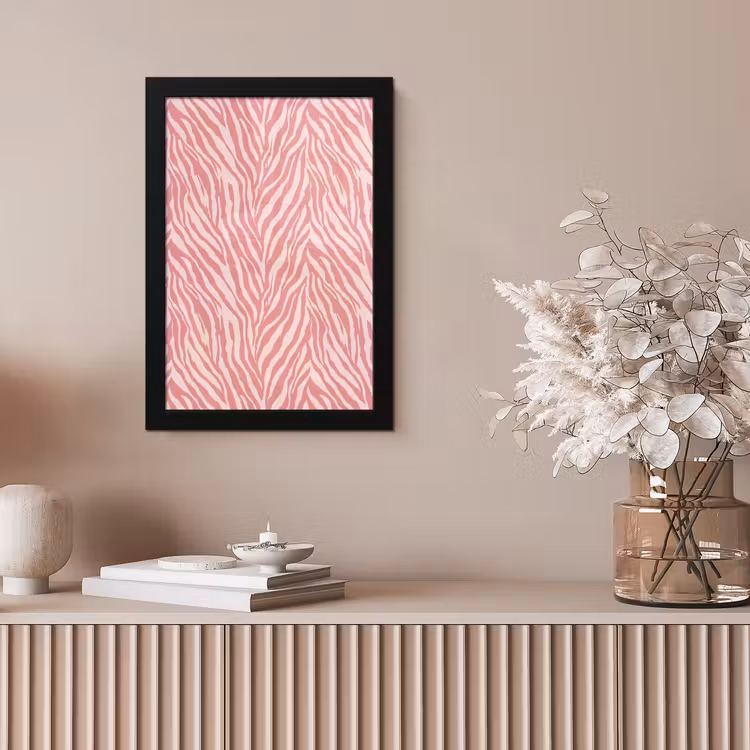 Zebra - Print - Roze fotolijst zwart zonder passe partout klein 224 -sfeer5