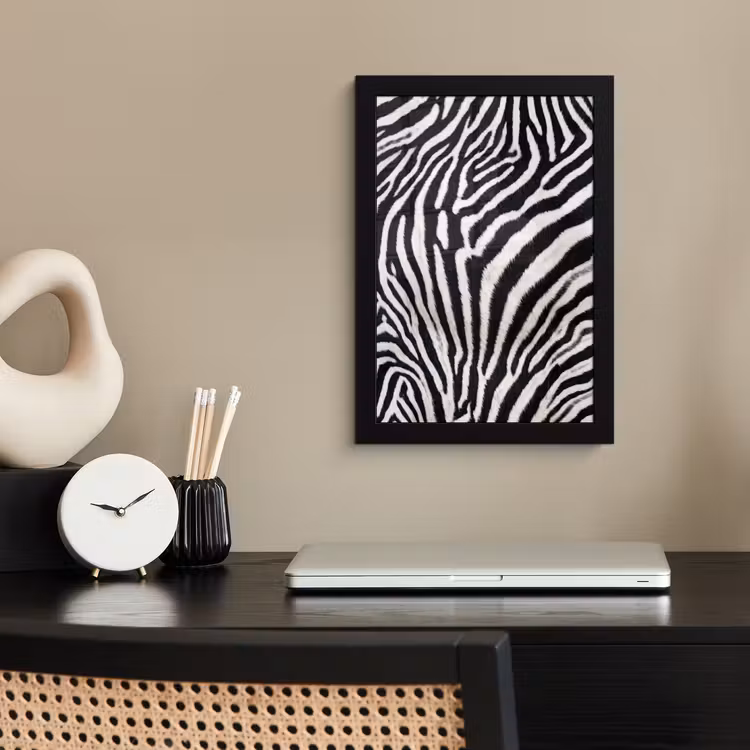 Zebra - Vacht - Klassiek - Zwart - Wit fotolijst zwart zonder passe partout klein -sfeer1