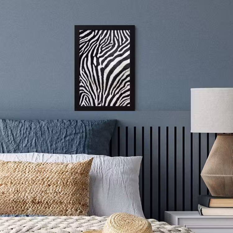 Zebra - Vacht - Klassiek - Zwart - Wit fotolijst zwart zonder passe partout klein -sfeer3