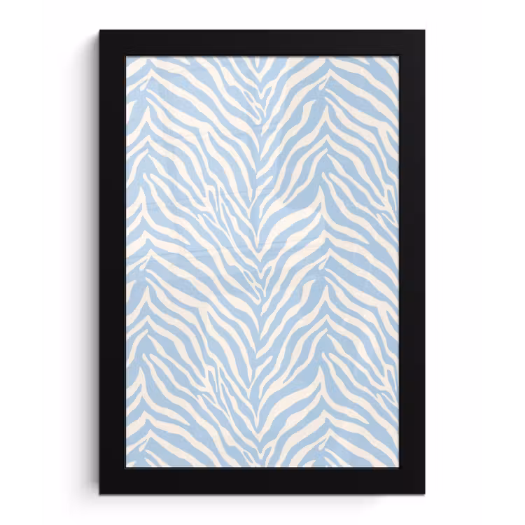 Zebra - Motief - Blauw - Wit fotolijst zwart zonder passe partout klein 224 -3d