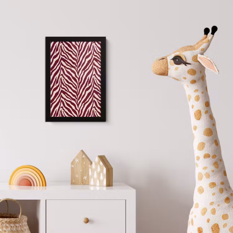 Zebra - Motief - Bordeaux - Rood fotolijst zwart zonder passe partout klein 224 -usfeer4_kinderkamer