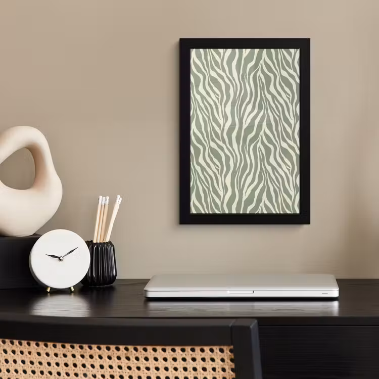 Zebra - Motief - Groen fotolijst zwart zonder passe partout klein 224 -sfeer1