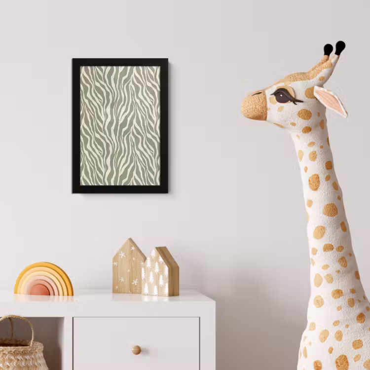 Zebra - Motief - Groen fotolijst zwart zonder passe partout klein 224 -usfeer4_kinderkamer