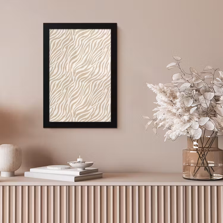 Zebra - Patroon - Beige fotolijst zwart zonder passe partout klein 224 -sfeer5