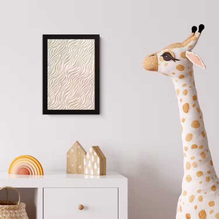 Zebra - Patroon - Beige fotolijst zwart zonder passe partout klein 224 -usfeer4_kinderkamer
