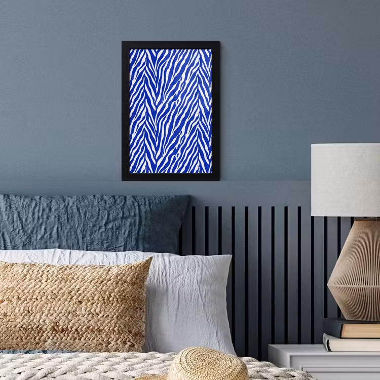 Zebra - Patroon - Kobalt - Blauw fotolijst zwart zonder passe partout klein 224 -sfeer3