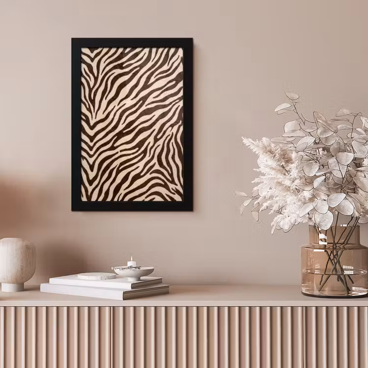 Zebra - Strepen - Bruin fotolijst zwart zonder passe partout klein -sfeer5
